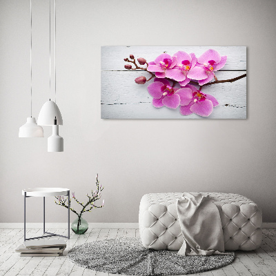 Obraz zdjęcie akryl Orchidea na drewnie
