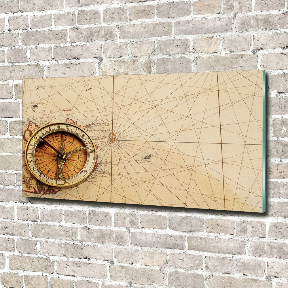 Foto obraz szkło akryl Kompas na mapie