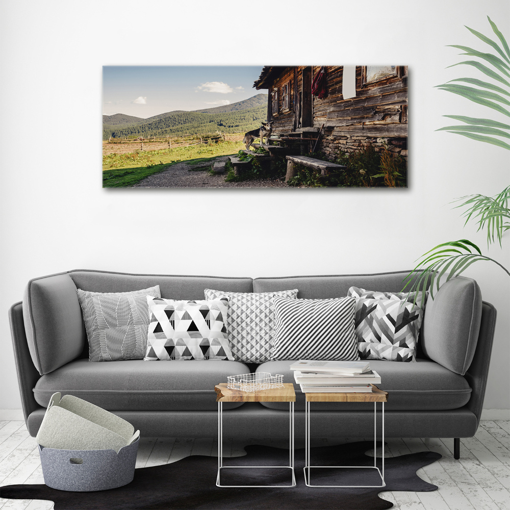 Foto obraz akryl Drewniany dom góry