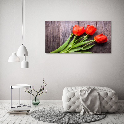 Foto obraz szkło akryl Czerwone tulipany