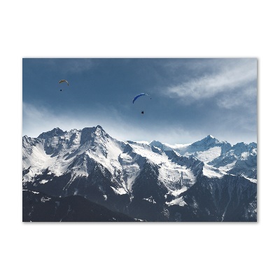 Foto obraz szkło akryl Paralotnie Alpy