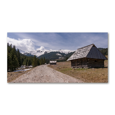 Foto obraz szkło akryl Domek w górach