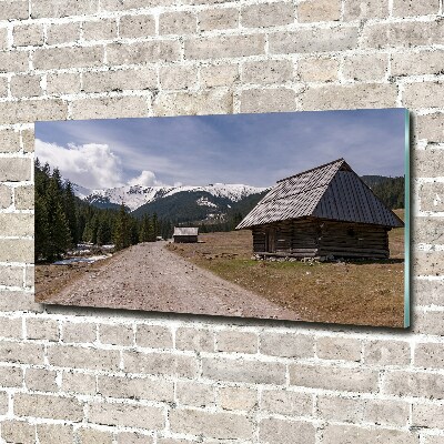 Foto obraz szkło akryl Domek w górach