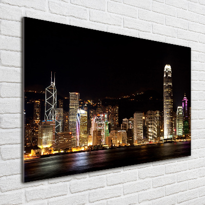 Foto obraz szkło akryl Hongkong nocą