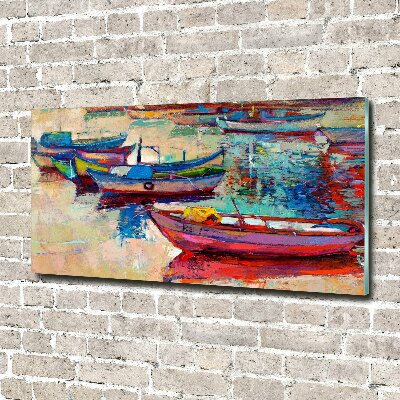 Obraz zdjęcie szkło akryl Kolorowe łódki