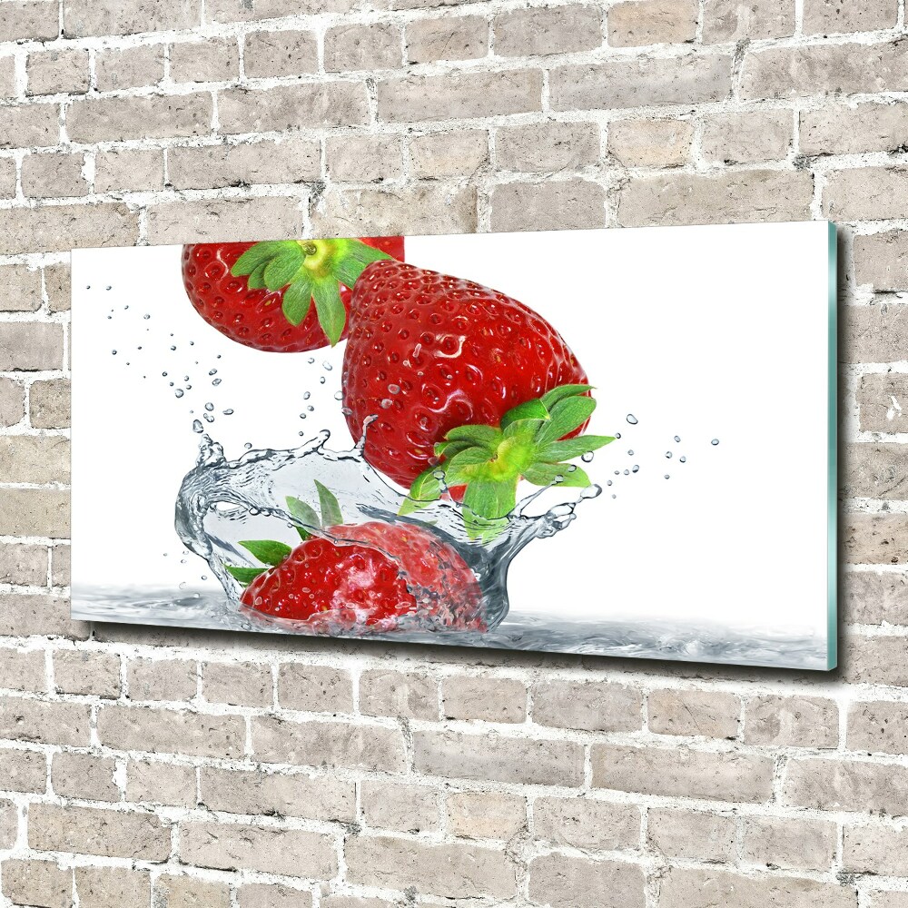 Obraz zdjęcie szkło akryl Truskawki i woda