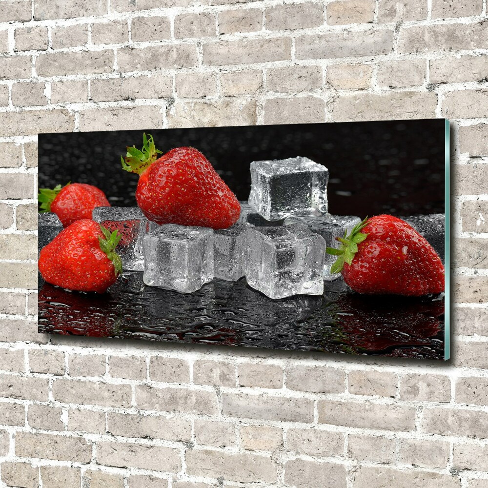 Foto obraz szkło akryl Truskawki z lodem