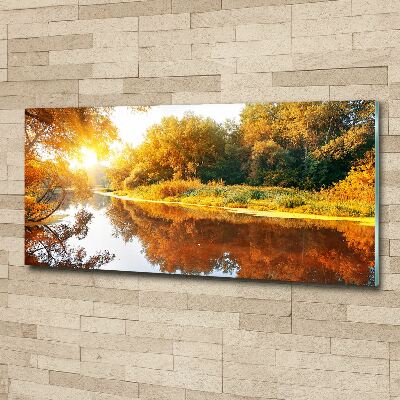 Foto obraz szkło akryl Rzeka jesienią