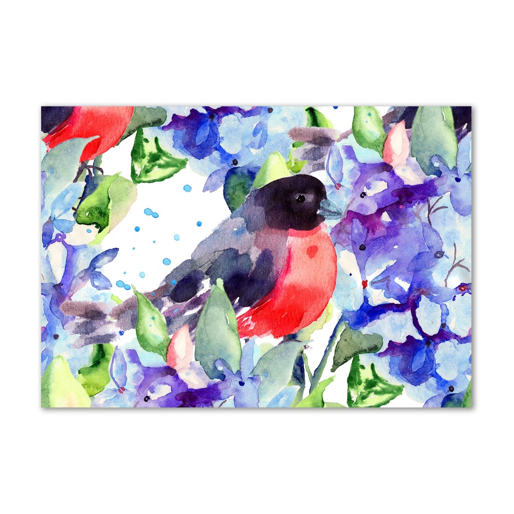 Obraz zdjęcie szkło akryl Ptak i kwiaty