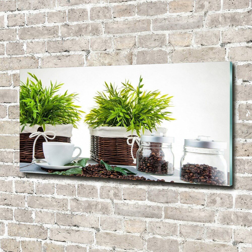 Foto obraz szkło akryl Motyw domu z kawą