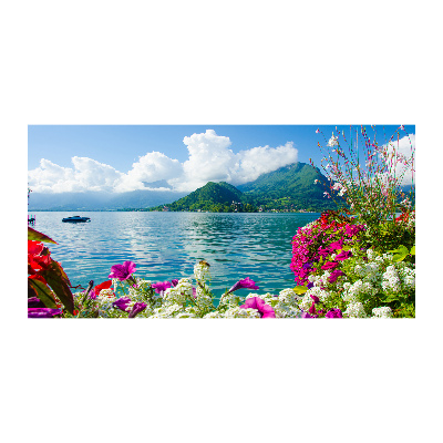 Foto obraz akryl Kwiaty nad jeziorem