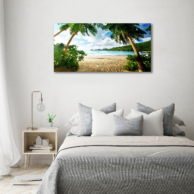 Foto obraz szkło akryl Palmy na plaży