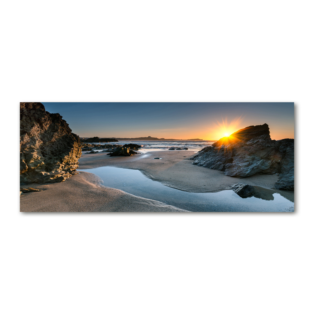 Foto obraz szkło akryl Skały na plaży