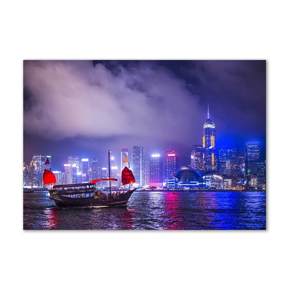 Foto obraz szkło akryl Hong kong nocą