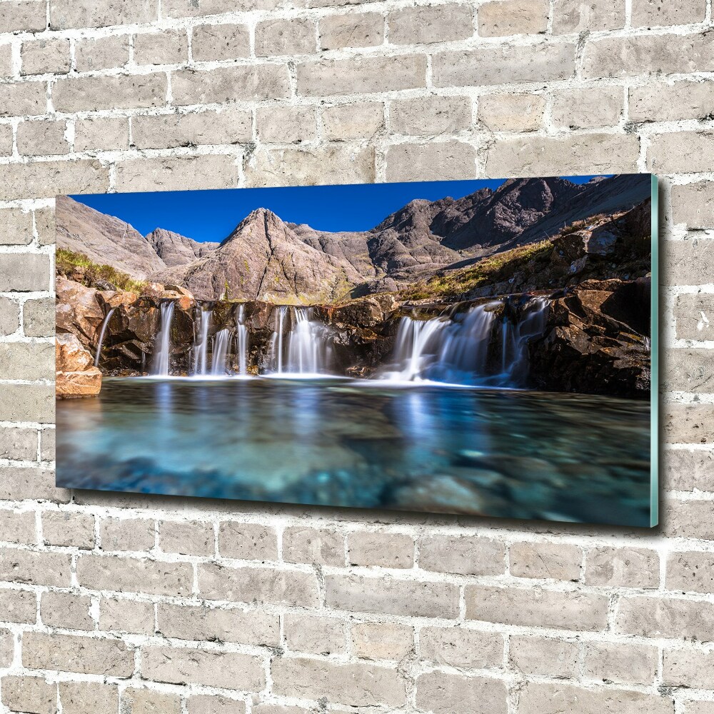 Foto obraz szkło akryl Wodospad w górach