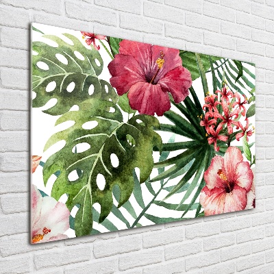 Foto obraz szkło akryl Tropikalne kwiaty