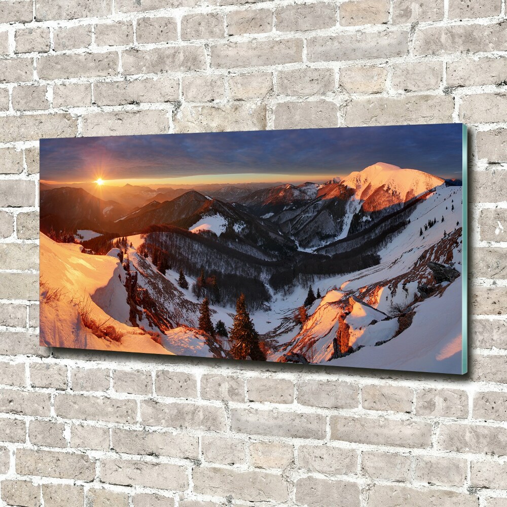 Foto obraz szkło akryl Zima w górach