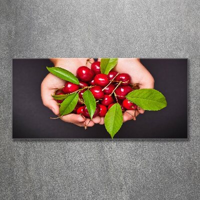 Foto obraz szkło akryl Wiśnie w dłoniach