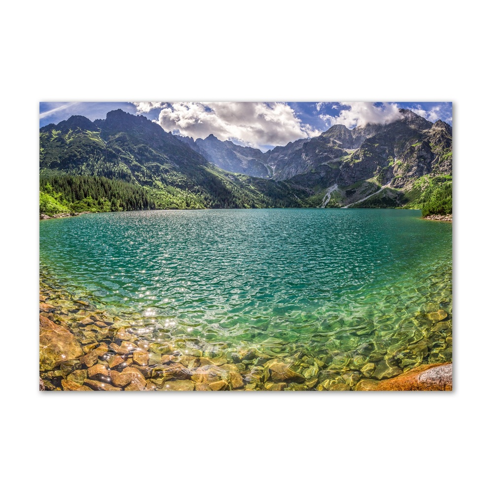 Foto obraz szkło akryl Jezioro w górach