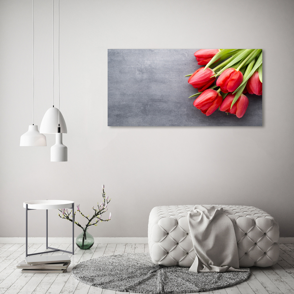 Foto obraz szkło akryl Czerwone tulipany