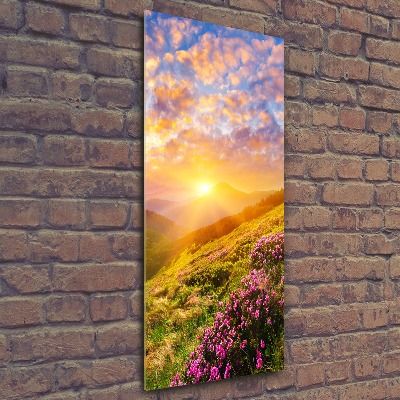 Obraz zdjęcie szkło akryl pionowy Zachód słońca góry