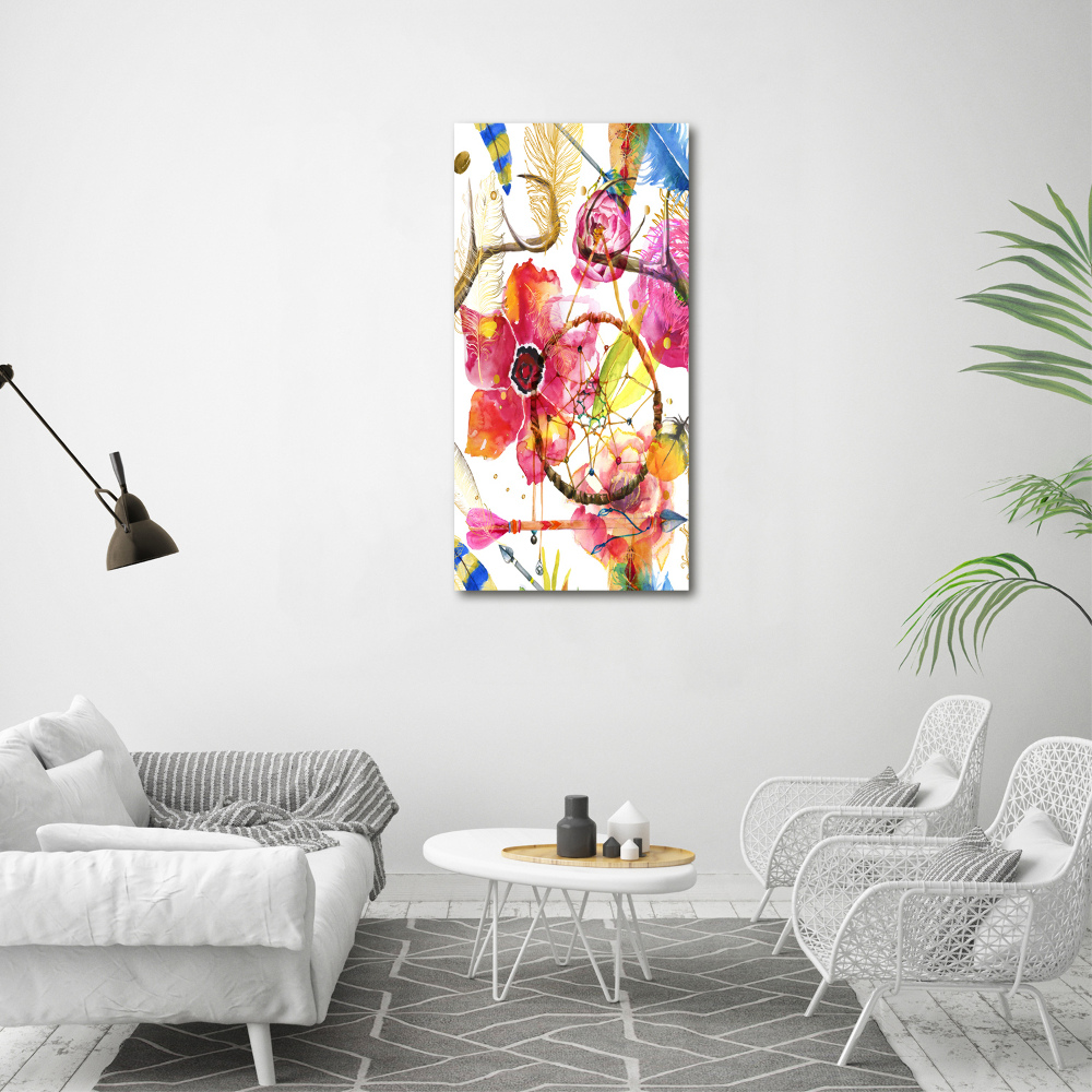 Foto obraz szkło akryl pionowy Kwiaty styl boho