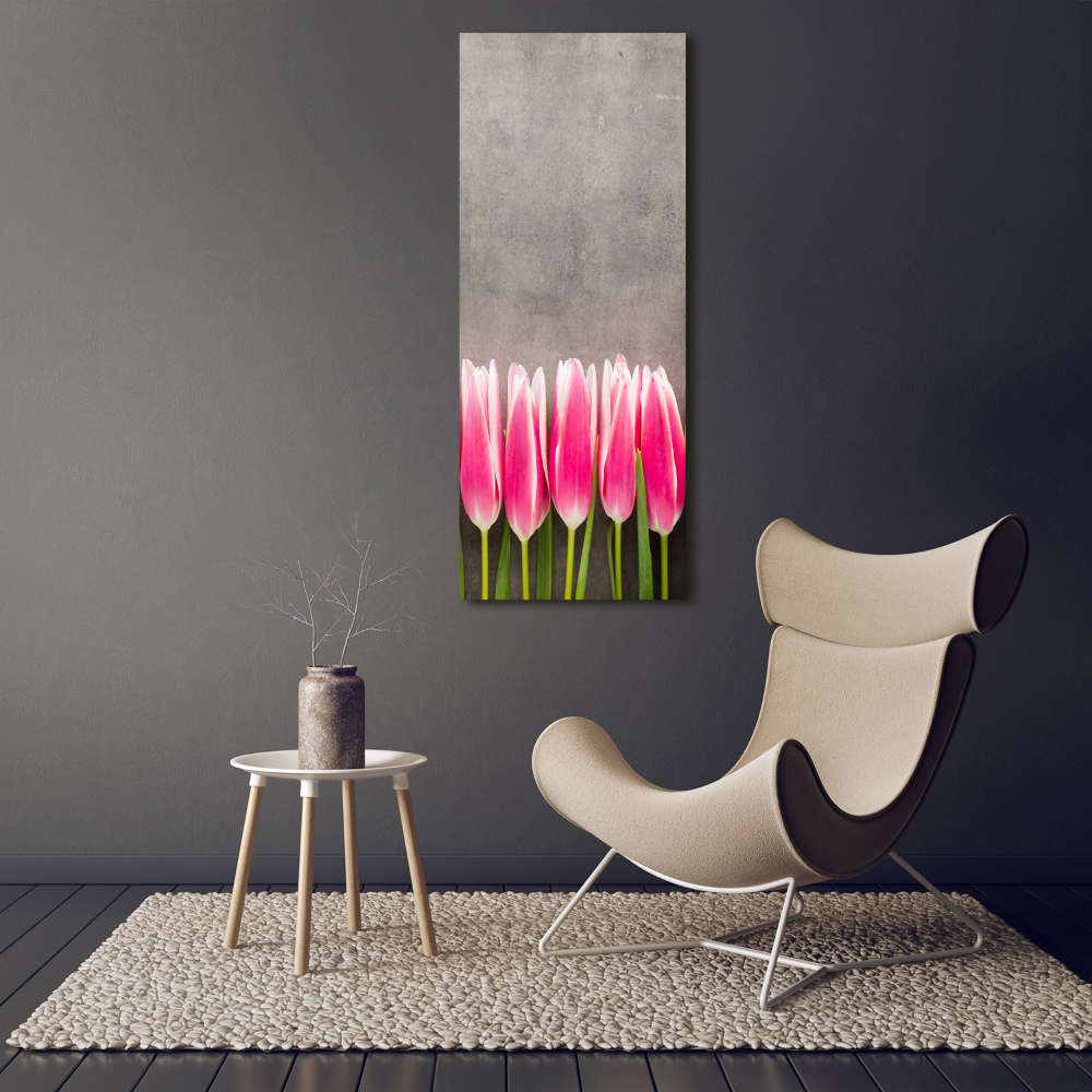 Foto obraz szkło akryl pionowy Różowe tulipany
