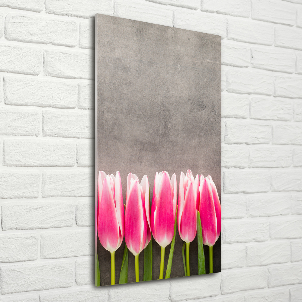 Foto obraz szkło akryl pionowy Różowe tulipany