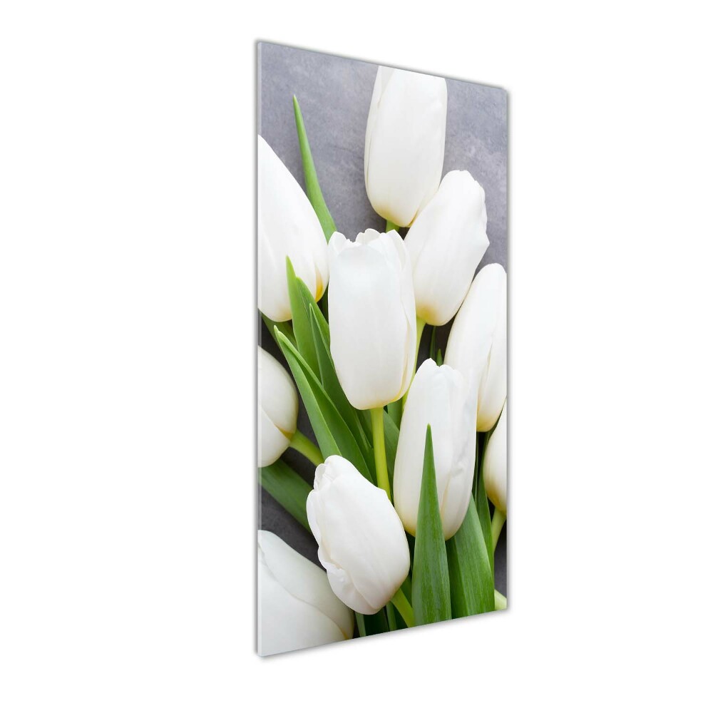 Obraz zdjęcie szkło akryl pionowy Białe tulipany