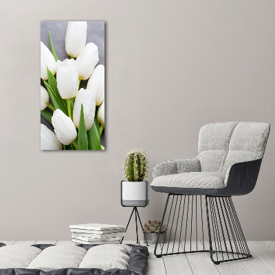 Obraz zdjęcie szkło akryl pionowy Białe tulipany