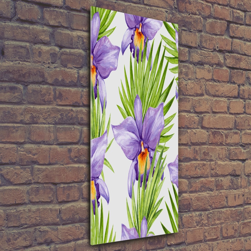 Obraz zdjęcie szkło akryl pionowy Orchidea i palmy