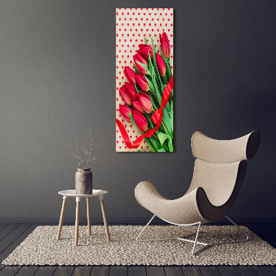 Obraz zdjęcie na ścianę akryl pionowy Czerwone tulipany
