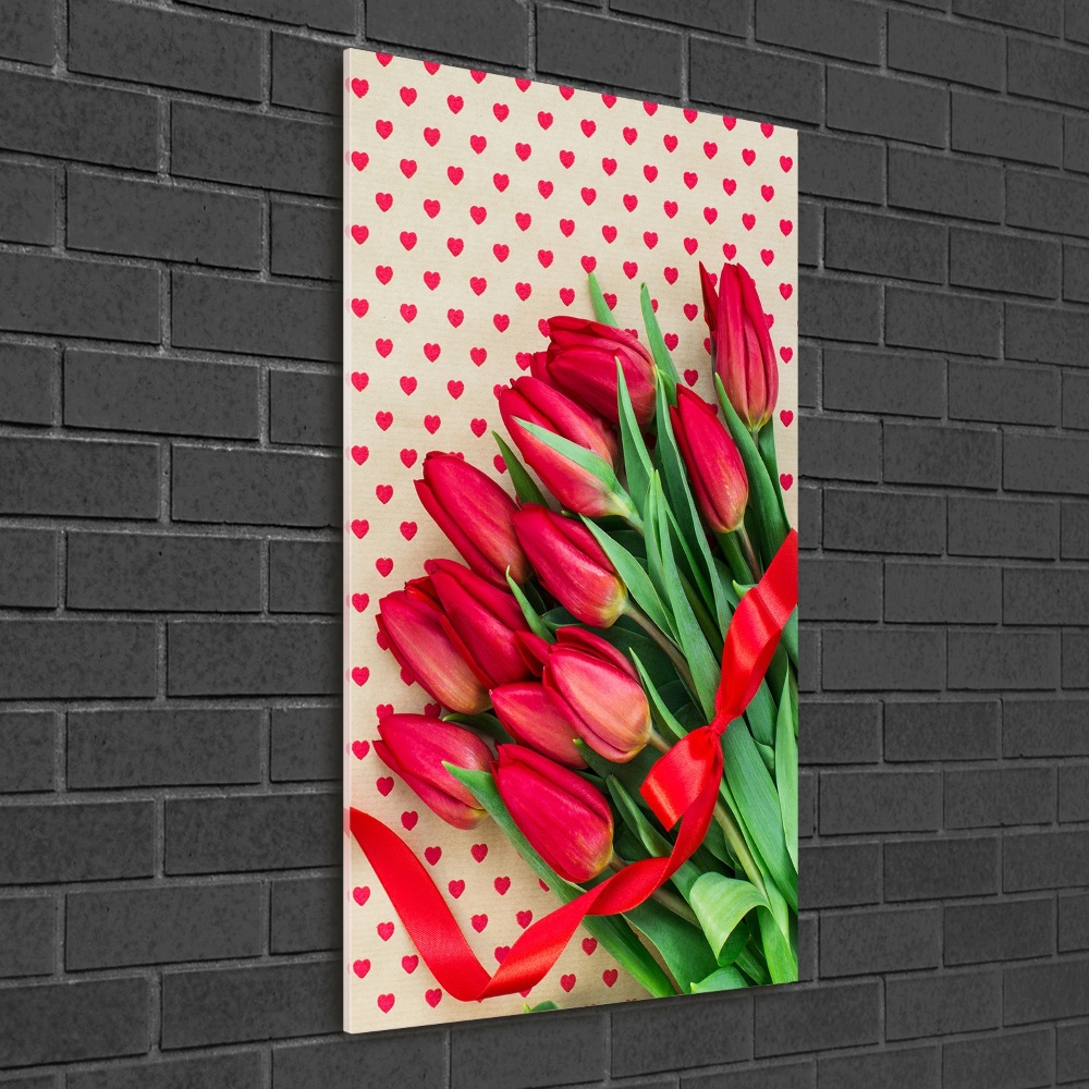 Obraz zdjęcie na ścianę akryl pionowy Czerwone tulipany