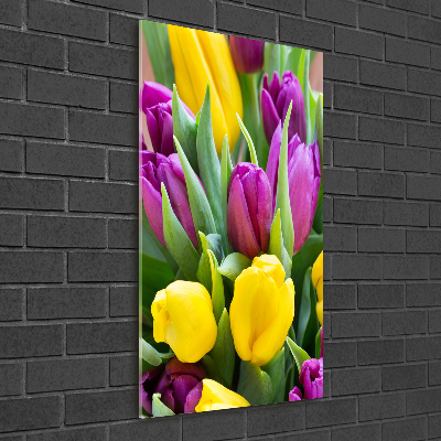 Obraz zdjęcie szkło akryl pionowy Kolorowe tulipany