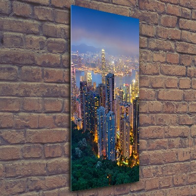 Foto obraz szkło akryl pionowy Hongkong nocą