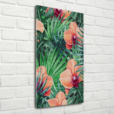 Foto obraz szkło akryl pionowy Orchidea i palmy