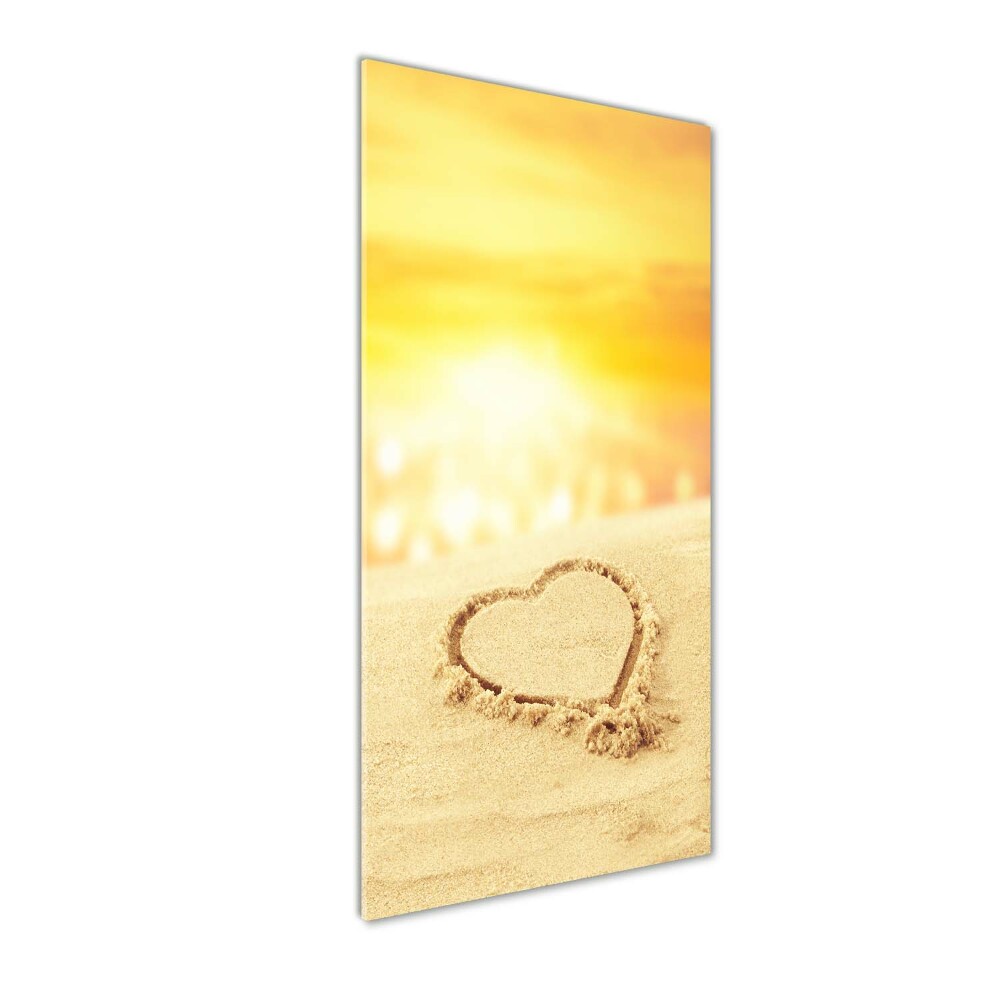 Obraz zdjęcie szkło akryl pionowy Serce na plaży