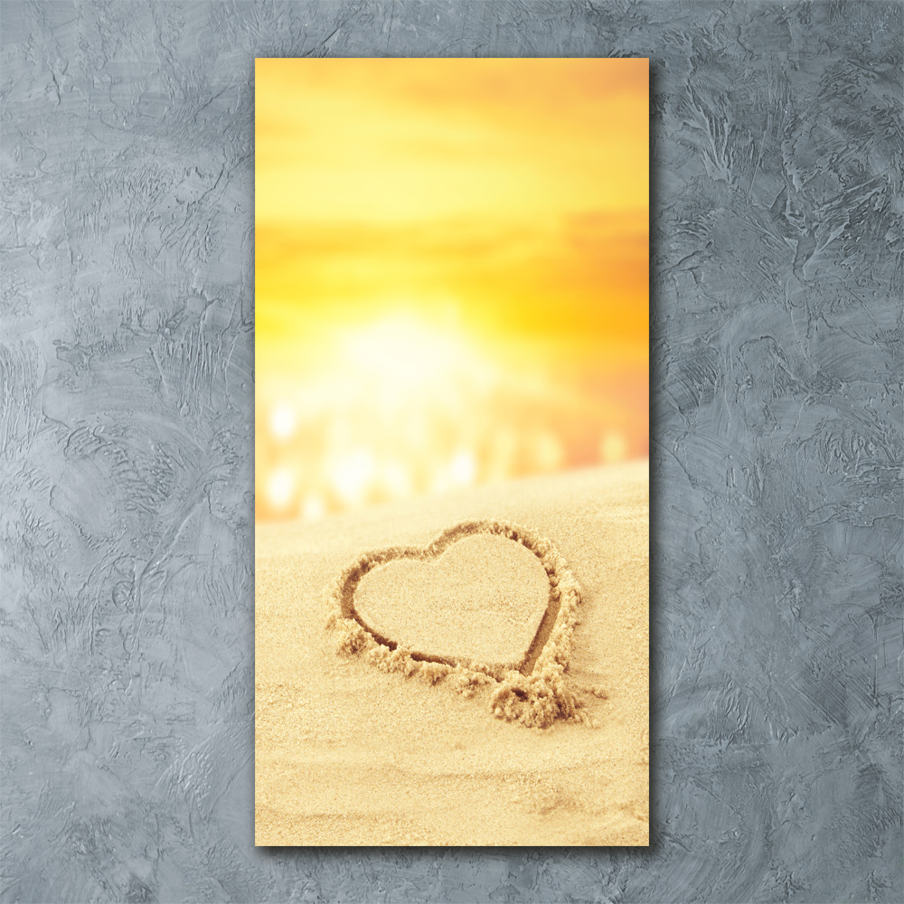 Obraz zdjęcie szkło akryl pionowy Serce na plaży