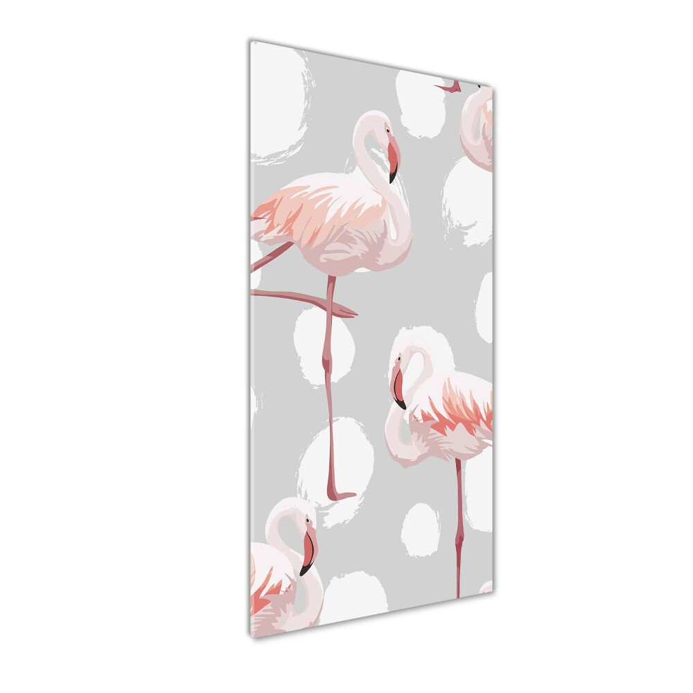 Obraz zdjęcie szkło akryl pionowy Flamingi i kropki