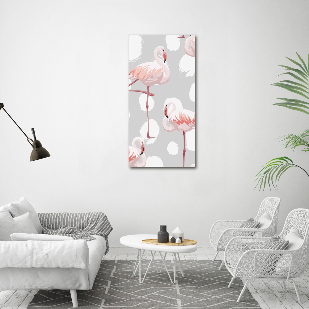 Obraz zdjęcie szkło akryl pionowy Flamingi i kropki