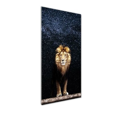 Foto obraz szkło akryl pionowy Lew na tle gwiazd
