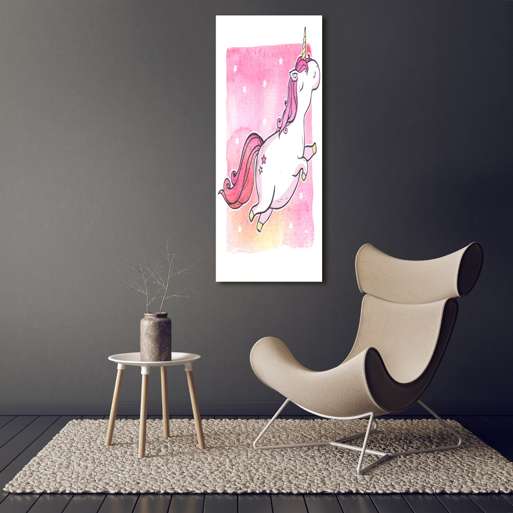 Obraz zdjęcie na ścianę akryl pionowy Różowy jednorożec
