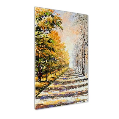 Obraz zdjęcie na ścianę akryl pionowy Zima i jesień
