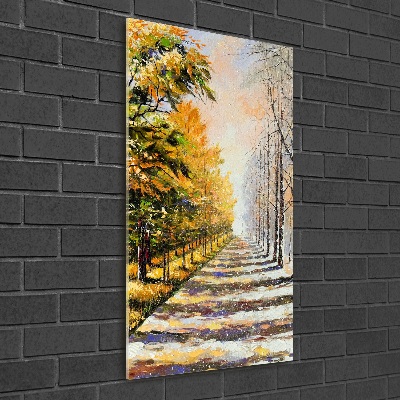 Obraz zdjęcie na ścianę akryl pionowy Zima i jesień
