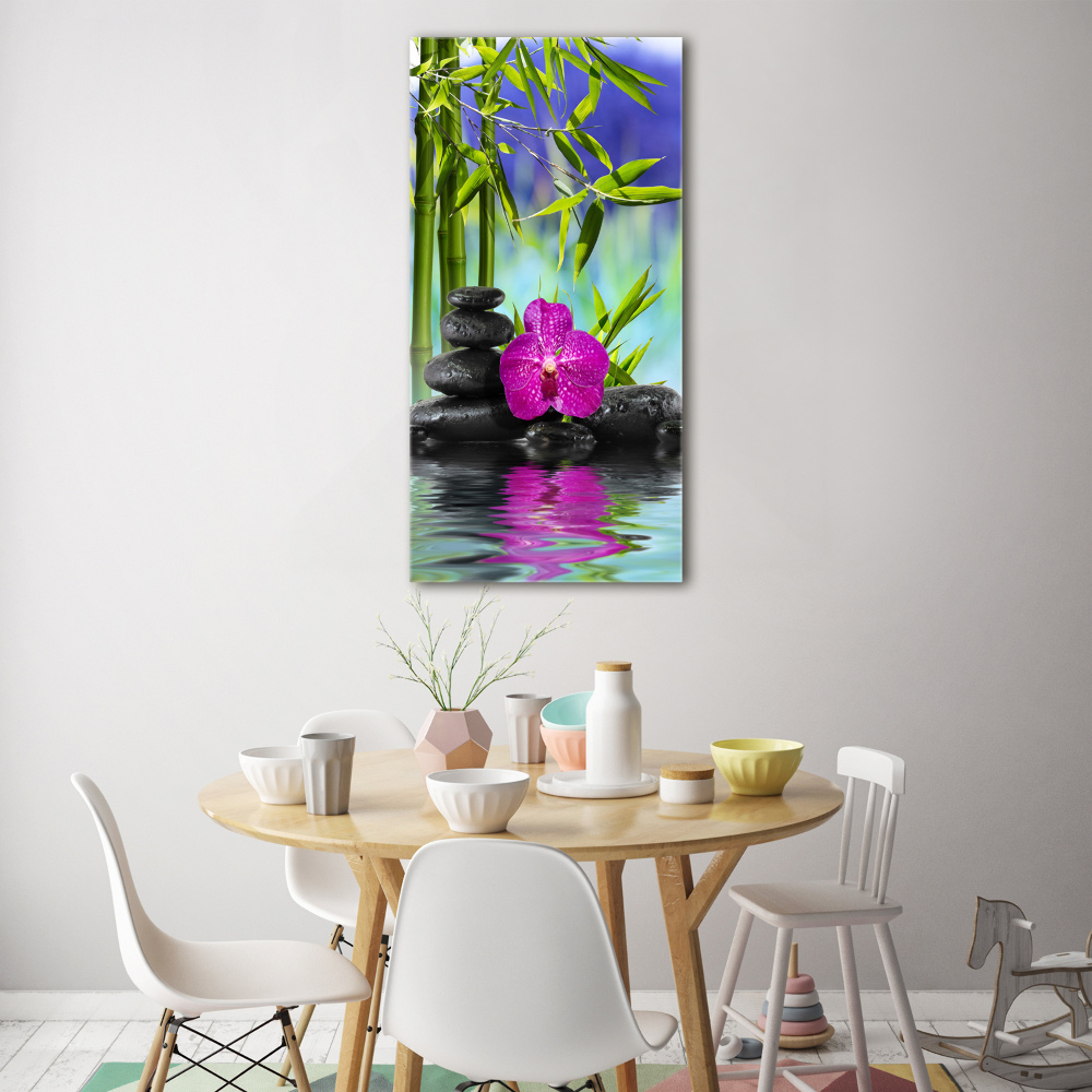 Obraz zdjęcie na ścianę akryl pionowy Orchidea i bambus