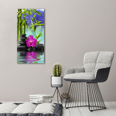 Obraz zdjęcie na ścianę akryl pionowy Orchidea i bambus