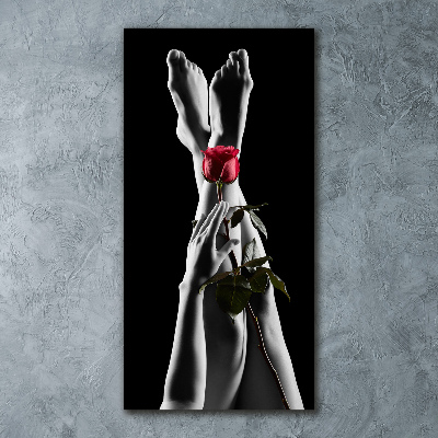 Foto obraz szkło akryl pionowy Róża i stopy