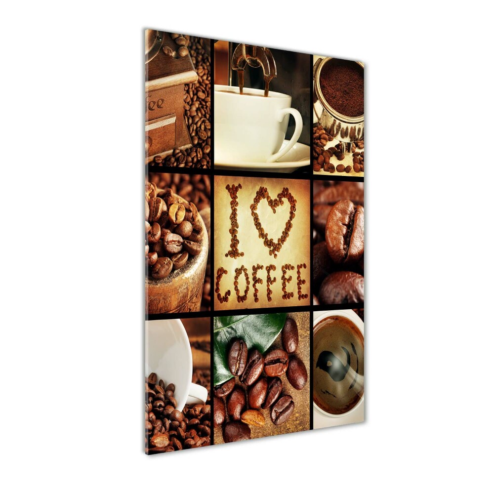 Foto obraz szkło akryl pionowy Kawa kolaż