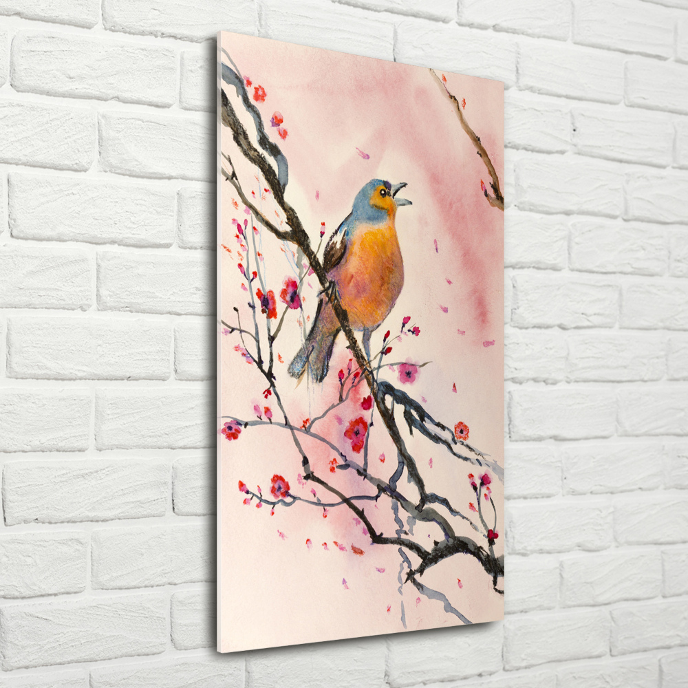 Foto obraz szkło akryl pionowy Ptak na gałęzi