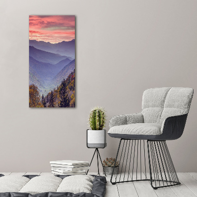 Foto obraz na ścianę akryl pionowy Mgła nad górami